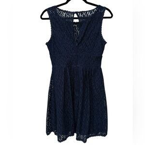B Darlin Lined Midnight Blue Lace Sleeveless Midi Dress